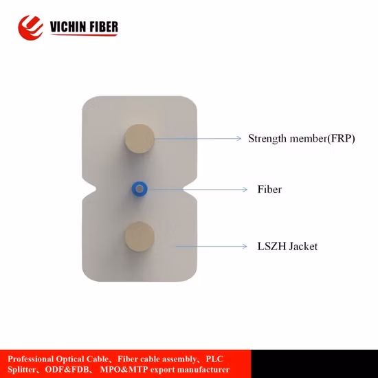 Indoor FTTH Drop Cable Bow-Type Fiber Optic Cable Single/Multi Mode 1/2/4 Core Gjxh/GJXFH Optical Cable Network Cabling Telecommunication Cable Belden/Panduit